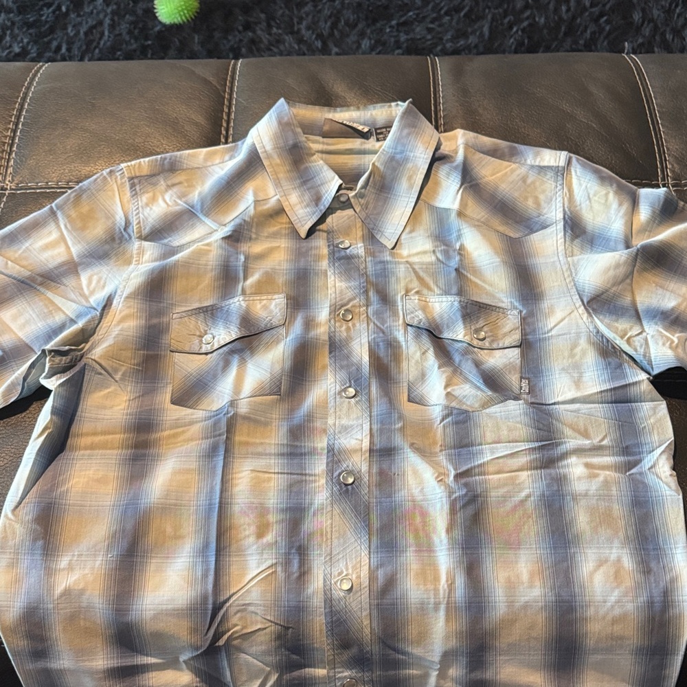 Casual Men's Light Blue Plaid Button-Down Shirt